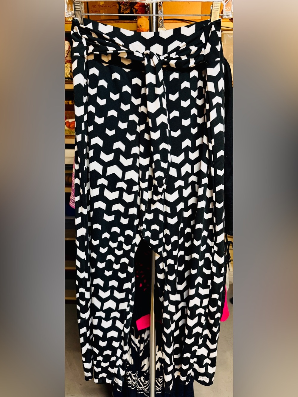 Robert Louis Black and White Geometric Jumpsuit with Tie Waist